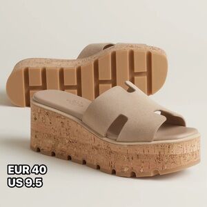 RARE FIND | HERMES Eze 30 sandals FR 40 / US 9.5 beige camel suede goatskin